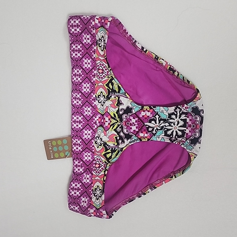 Title Nine Athletic Purple Mixed Print Impossible Bikini Bottoms